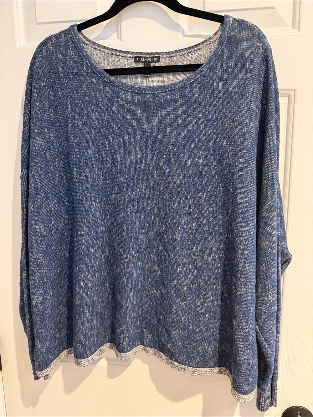 Eileen Fisher Heathered Blue Scoop-Neck Knit Top